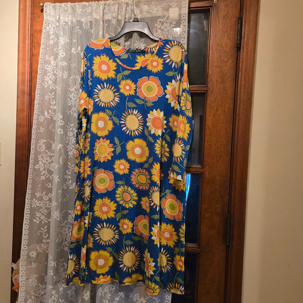 SOLD Gudrun Sjoden Gorgeous Sunflower Dress. Size Large. NWOT. $60.